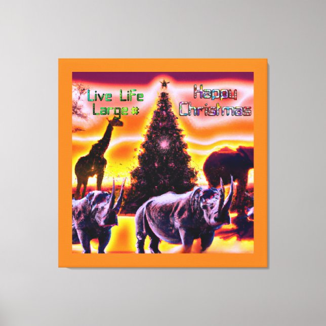 Lienzo Hermoso Safari Animal de Kenia Feliz Navidad (Anverso)