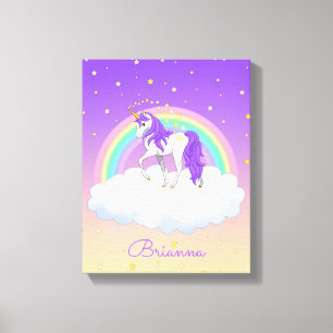 Lienzo Hermoso Unicornio de Ensueños Purpura Arcoíris