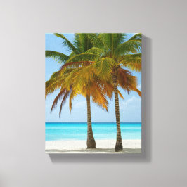 Lienzo Hermosos palmeros en una playa tropical