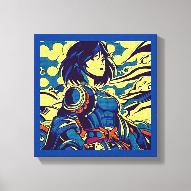 Lienzo Héroe de Anime de Fantasía 3 - Grabado en Madera J (Anverso)