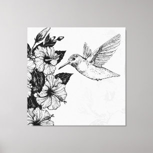 Lienzo Hibisco y colibrí
