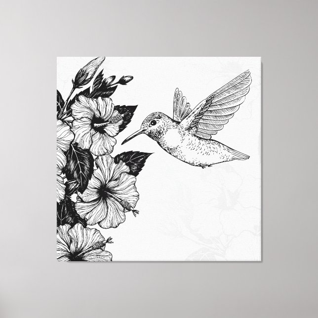 Lienzo Hibisco y colibrí (Anverso)
