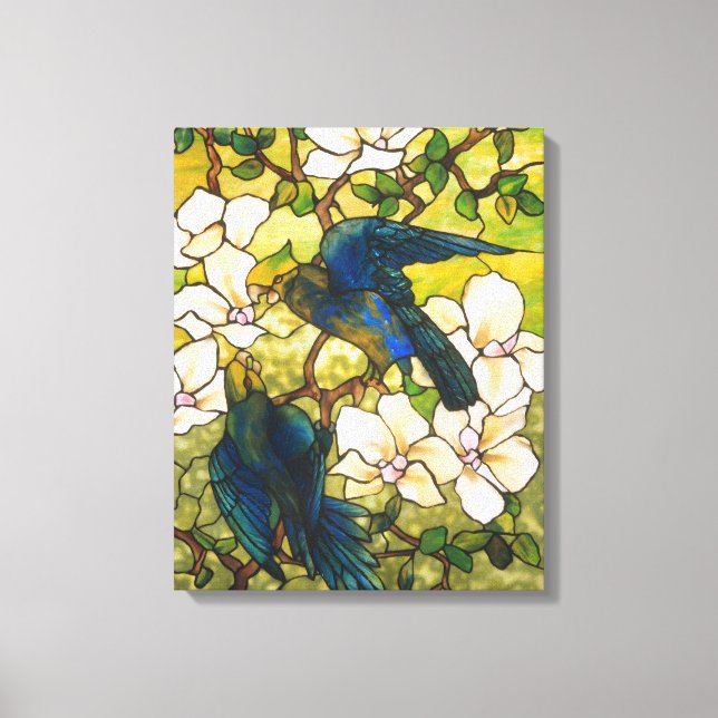 Lienzo Hibiscus and Parrots Sed Glass Window (Anverso)