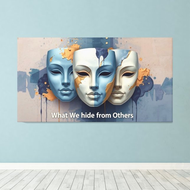 Lienzo Hidden Emotions - Contemporary Surreal  Mask  (Insitu (piso de madera))