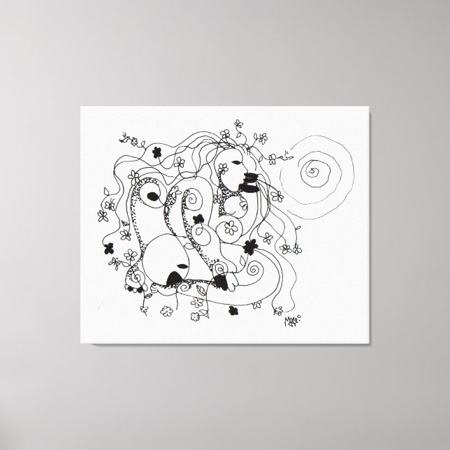 Lienzo Hidden in the garden. - Ink drawing (Anverso)