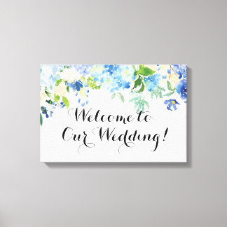 Lienzo Hidrangea azul Bienvenidos a nuestro Rótulo de lie