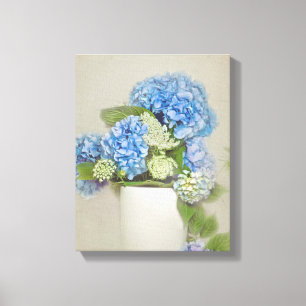 Lienzo hidrangea azul y encaje de la reina Anne