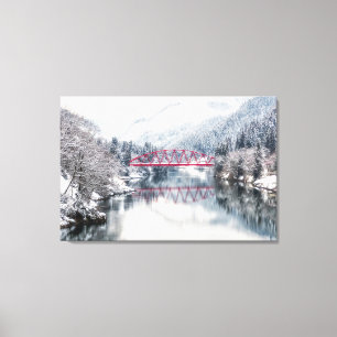 Lienzo Hielo y nieve   Puente rojo en invierno, Japón
