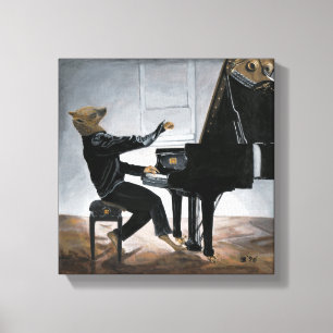 Lienzo Hiena Piano Music Player Fantasy Art Canvas Imprim