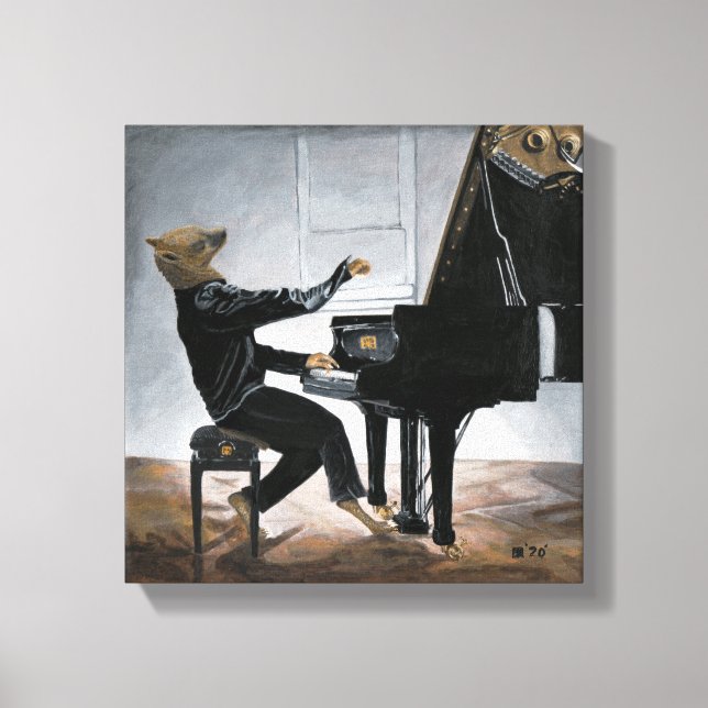 Lienzo Hiena Piano Music Player Fantasy Art Canvas Imprim (Anverso)