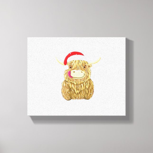 Lienzo Highland Cow Merry navidad camiseta de nieve Essen (Anverso)