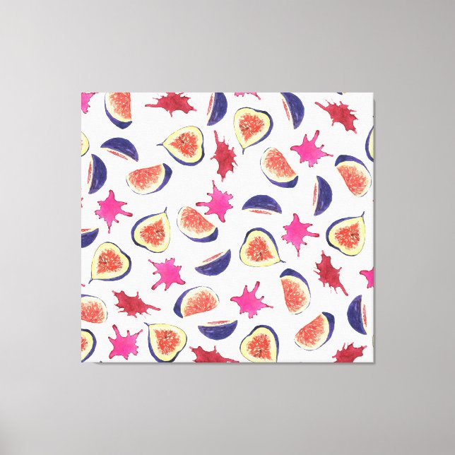 Lienzo Higos Frescos Jugo Rosa Watercolor (Anverso)