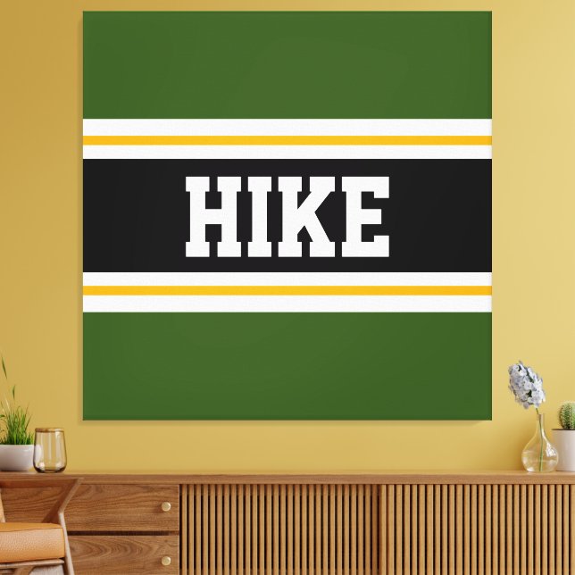 Lienzo HIKE Fun Forest Green Black Yellow Strips (Insitu (Sala de estar))