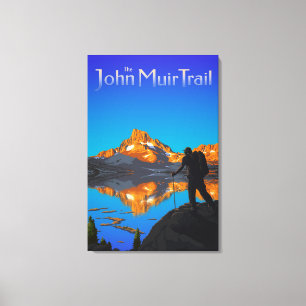 Lienzo Hiker y pico de banner - Camino de John Muir - Log