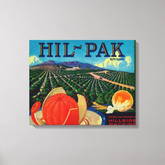 Lienzo Hil Pak Naranja LabelLindsay, CA (Anverso)