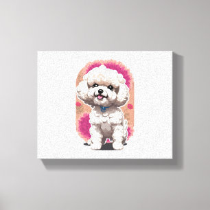 Lienzo Hilarious Bichon Frise Breed Flowers Pegatina
