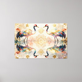 Lienzo Himmlische Kraniche in Harmonie - Wasserfarben