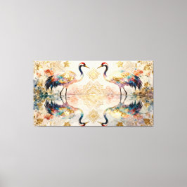 Lienzo Himmlische Kraniche in Harmonie - Wasserfarben