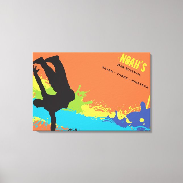 Lienzo HIP HOP DANCE Bar Bat Mitzvah Rótulo A Bordo (Anverso)