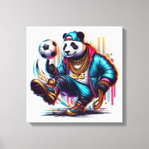 Lienzo Hip Hop Panda Fútbol de Verano Deportes