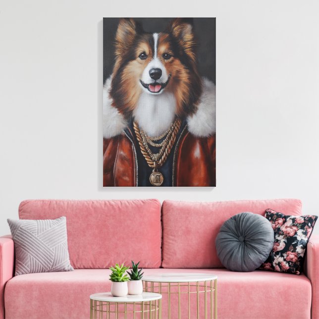 Lienzo Hip Hop Shetland Sheepdog | Sheltie (Insitu (Sala de estar))