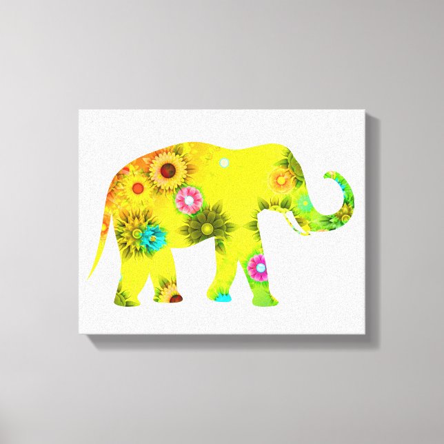 Lienzo Hippie Bohemian Elefante Floral (Anverso)