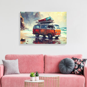 Lienzo Hippie Van Seascape Traveller Mood Art