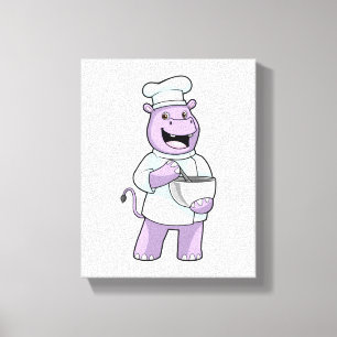 Lienzo Hippo como chef con Bowl