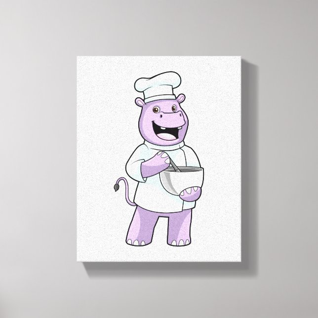 Lienzo Hippo como chef con Bowl (Anverso)
