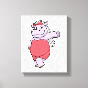 Lienzo Hippo como novia con velo y reverencia