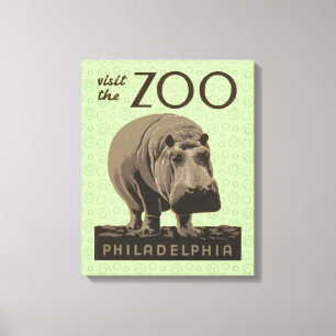 Lienzo Hippopótamo vintage hippo zoo poster wpa