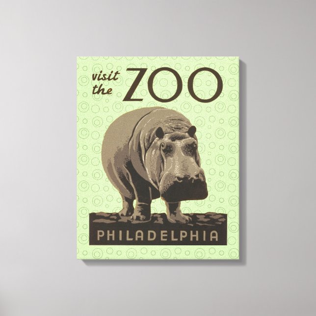 Lienzo Hippopótamo vintage hippo zoo poster wpa (Anverso)