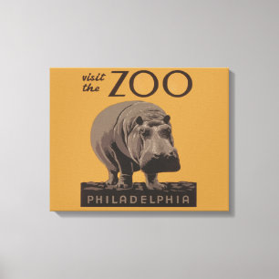 Lienzo Hippopótamo vintage hippo zoo poster wpa