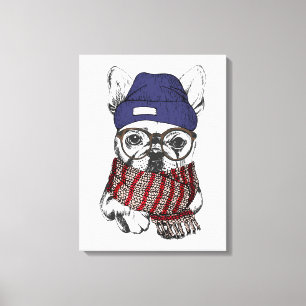 Lienzo Hipster Perro Bull francés