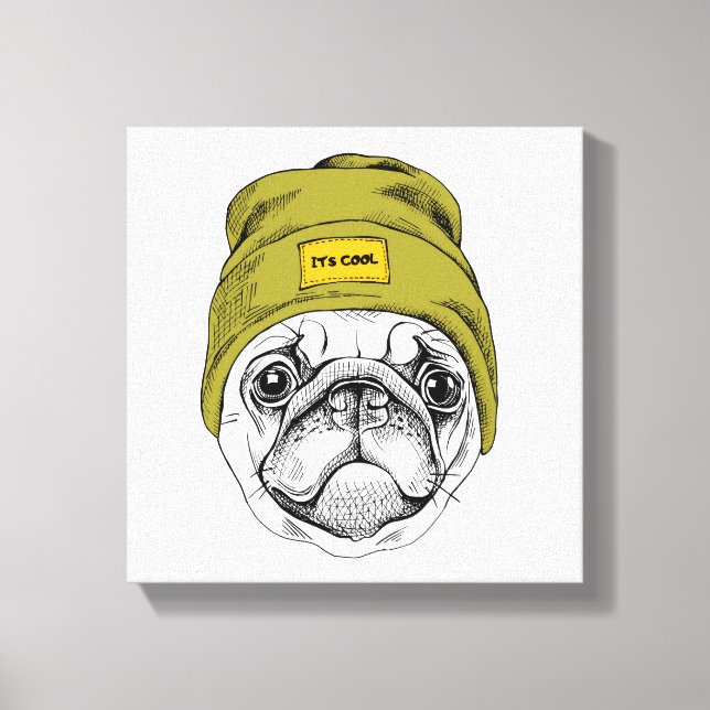 Lienzo Hipster Pug | Es Guay (Anverso)