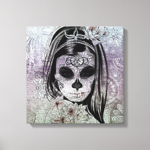 Lienzo Hipster Sugar Skull Lady