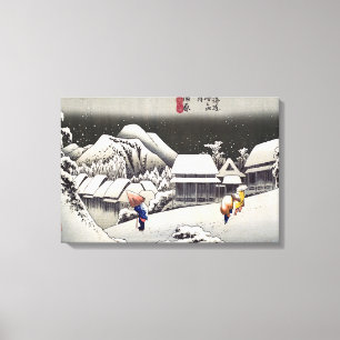 Lienzo Hiroshige Utagawa - Nieve nocturna en Kanbara
