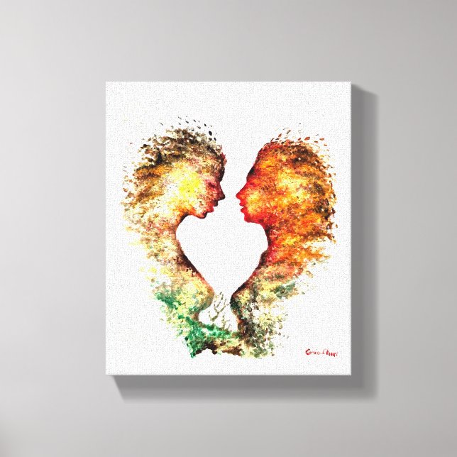 Lienzo Historia de amor otoñal (Anverso)