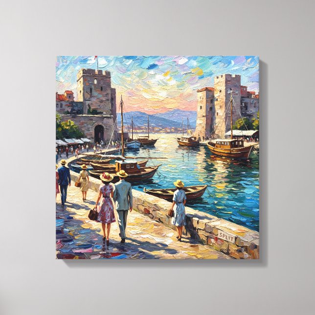 Lienzo Historic Split Harbor Scene Stretched Canvas (Anverso)