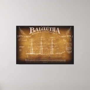 Lienzo Histórico Barco con tripulación BALCLUTHA Blueprin