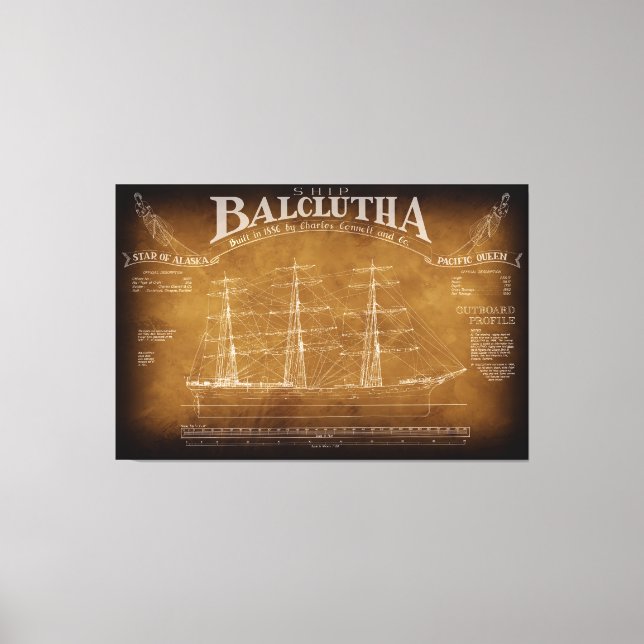 Lienzo Histórico Barco con tripulación BALCLUTHA Blueprin (Anverso)