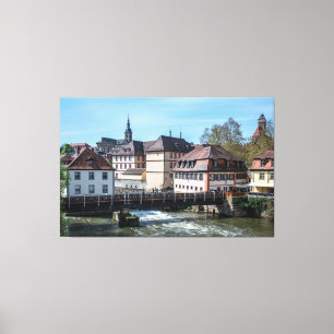Lienzo Histórico casco antiguo y río en Bamberg, Alemania