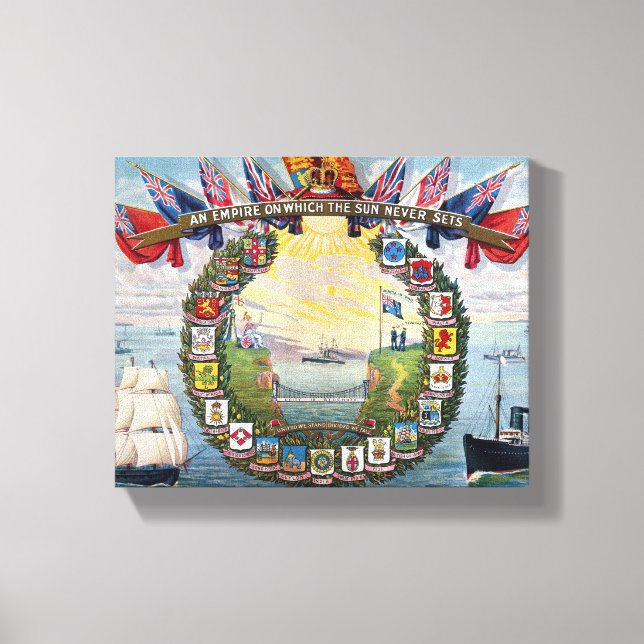 Lienzo Histórico, todos los Escudos de colonias británica (Anverso)