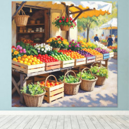 Lienzo Historischer Bauernstand mit Obst und Gemüse