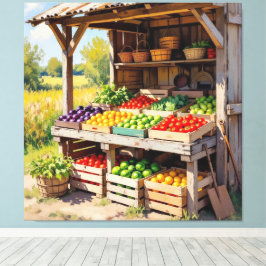 Lienzo Historischer Bauernstand mit Obst und Gemüse