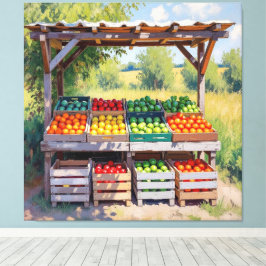 Lienzo Historischer Bauernstand mit Obst und Gemüse