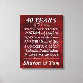 Lienzo Hitos de aniversario del Boda Rojo Personalizado