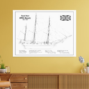 Lienzo HMS Beagle barco de vela alto - Plano de barco BD