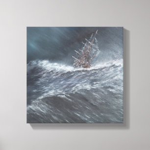 Lienzo HMS Beagle en una tormenta en el Cabo de Horn