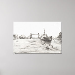 Lienzo HMS Belfast en el río Támesis London.2006